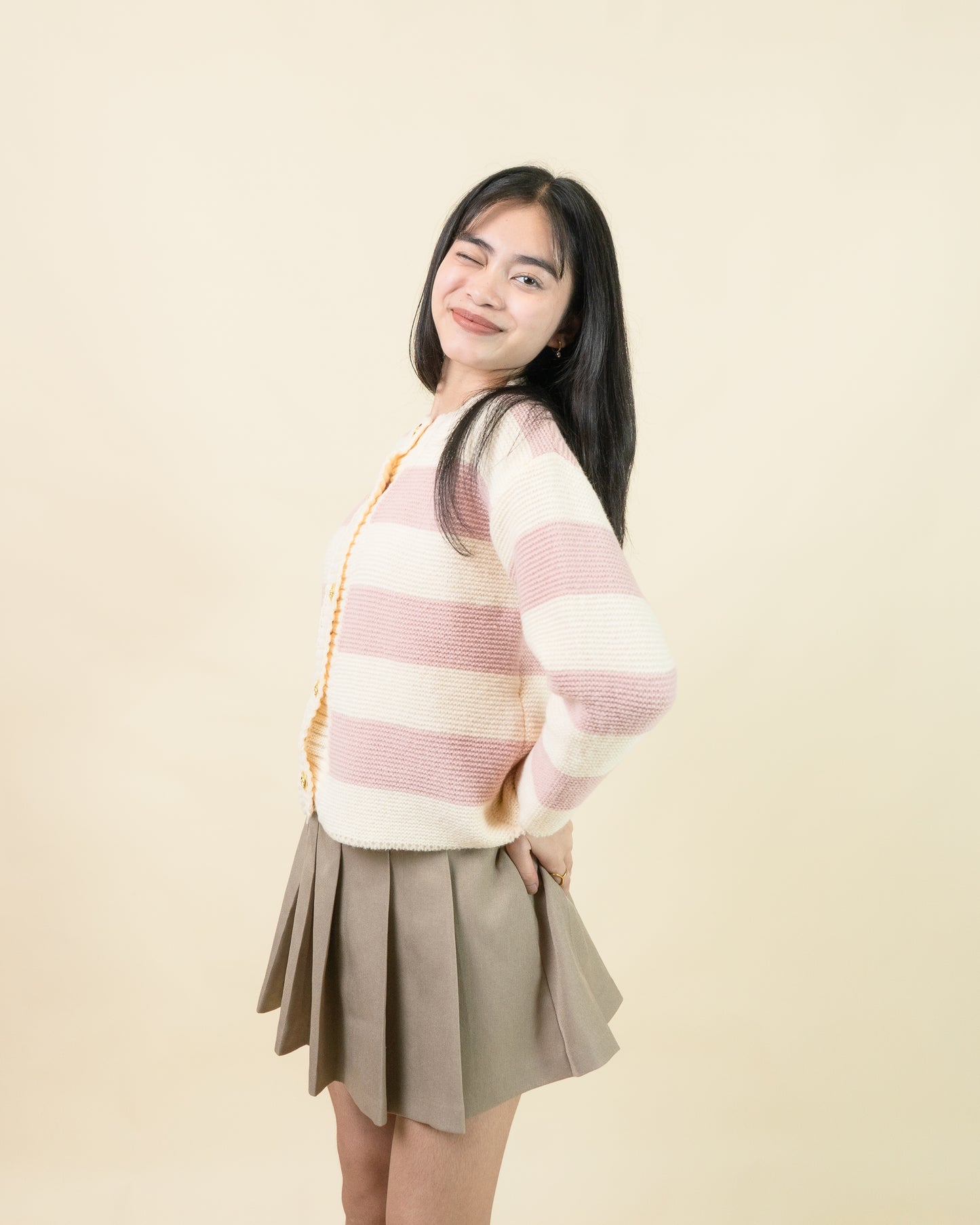 BELTINA Stripe Cardigan