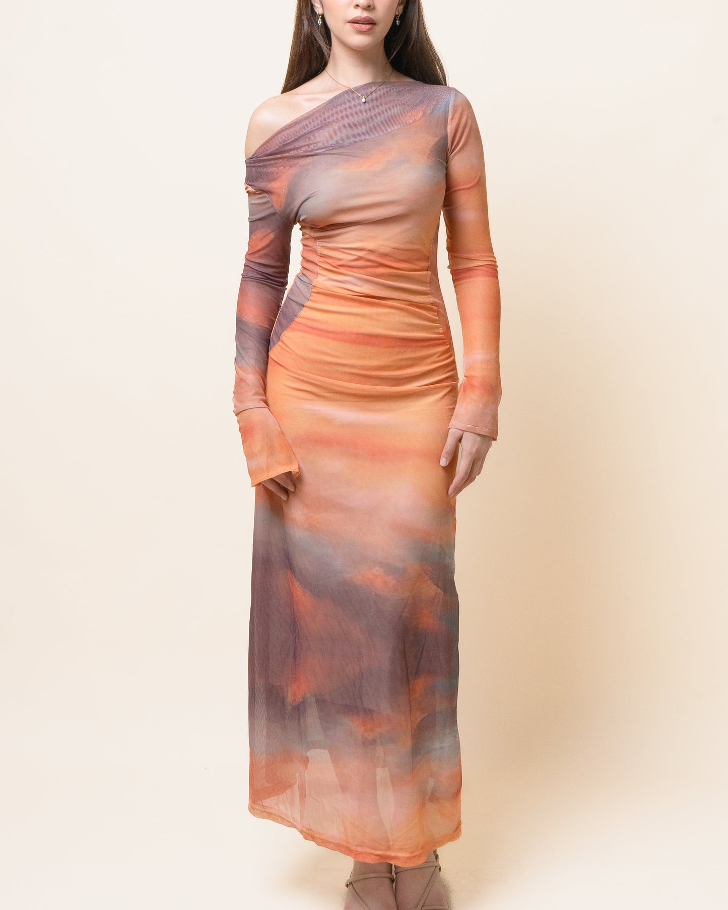 FARRAH Off Shoulder Sunset Maxi Dress