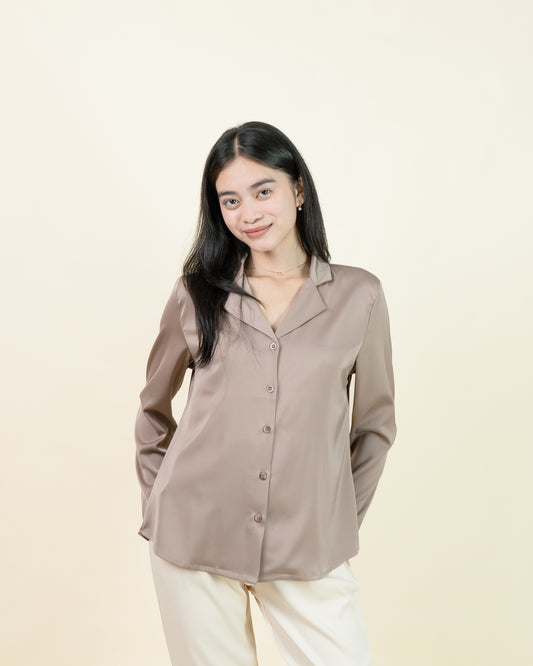 Pandora Satin Button Up Top