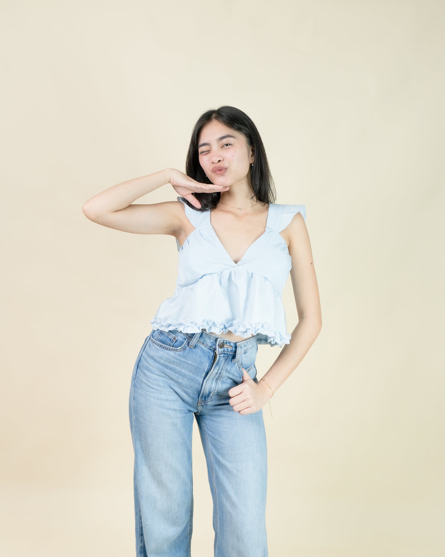 LIXIE V-Neck Ruffle Peplum Top