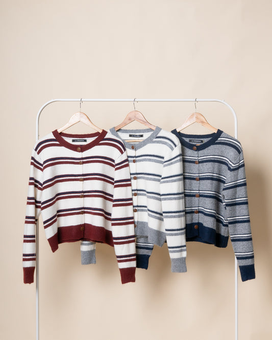 VIDA Striped Knit Cardigan