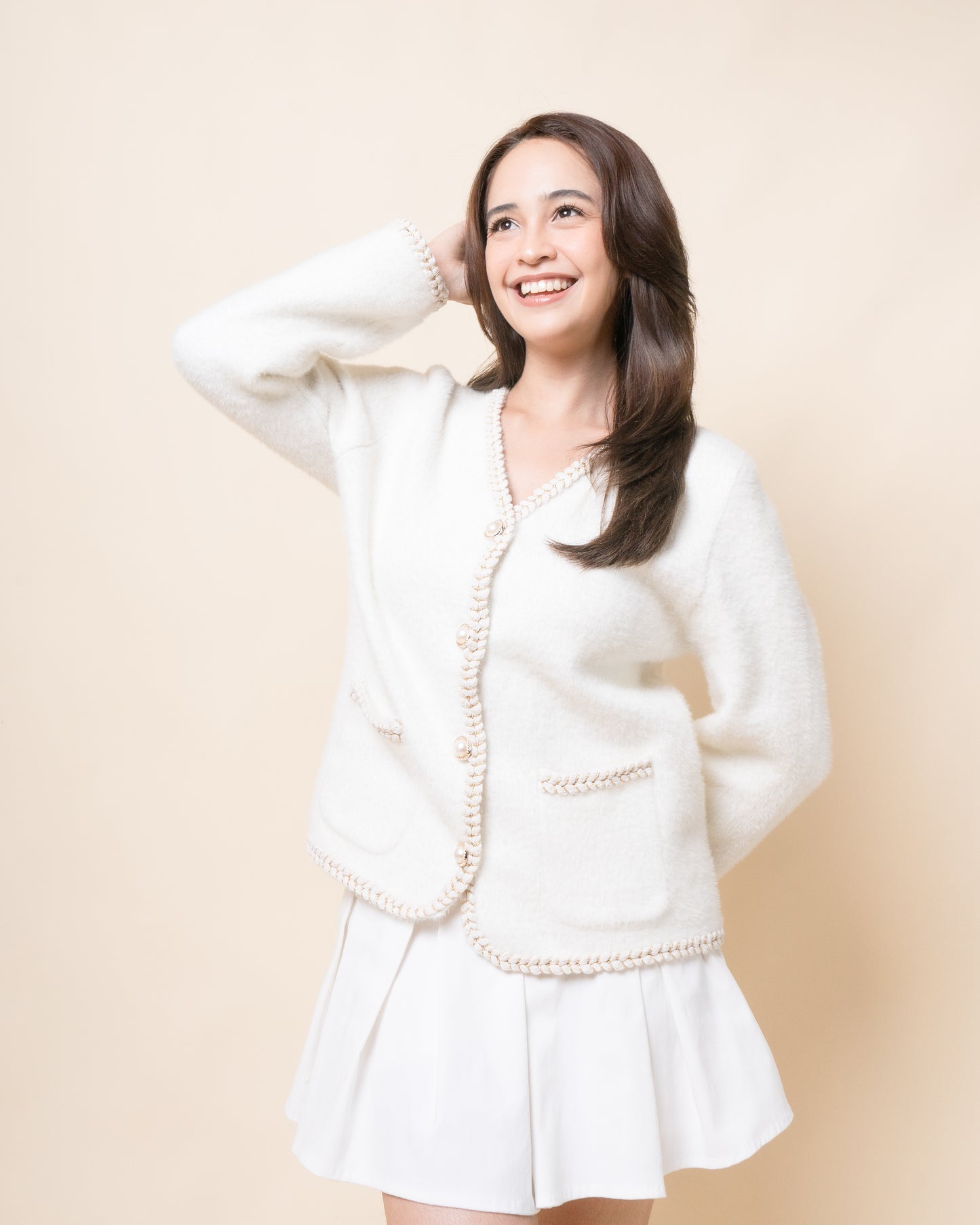 HERA Pearl Trim Wool Cardigan