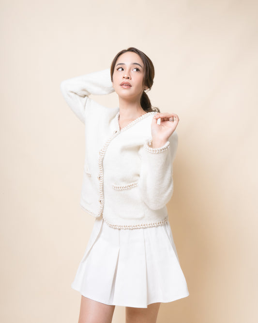 HERA Pearl Trim Wool Cardigan