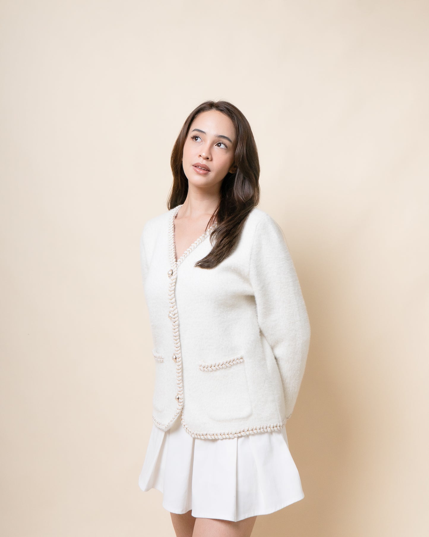 HERA Pearl Trim Wool Cardigan