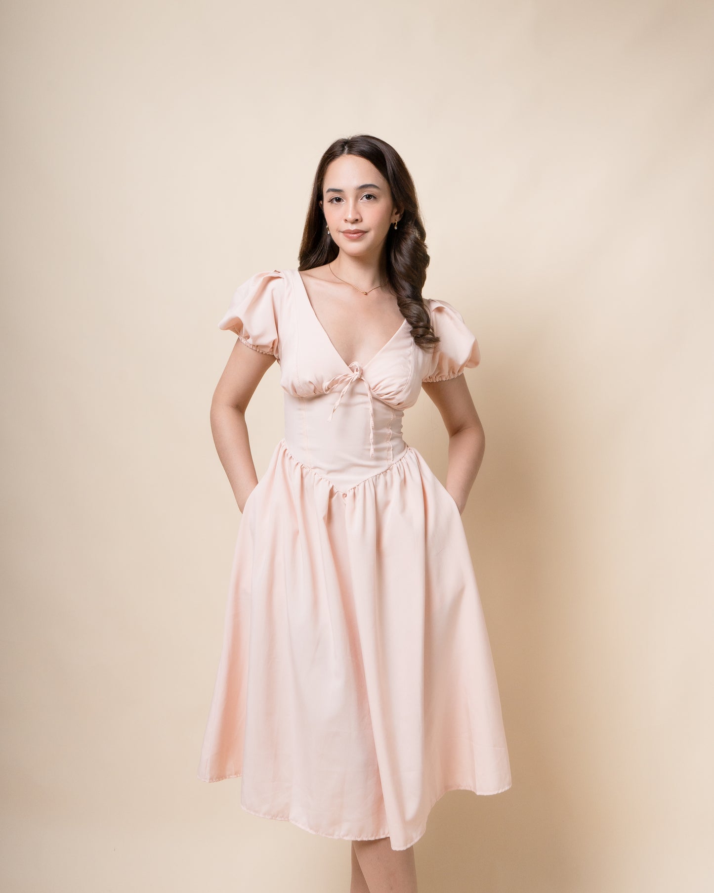 LUMINA Puff Midi Dress