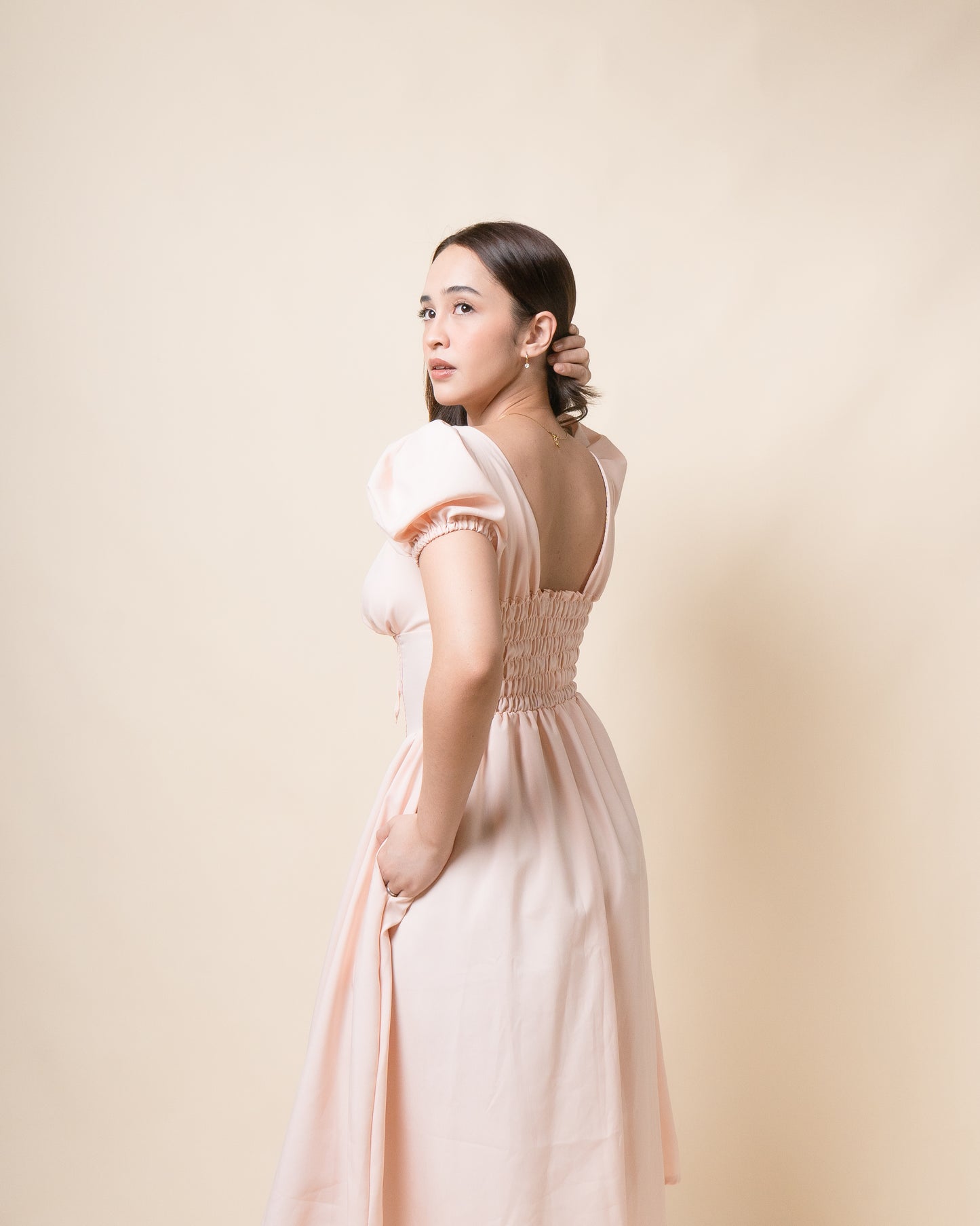 LUMINA Puff Midi Dress
