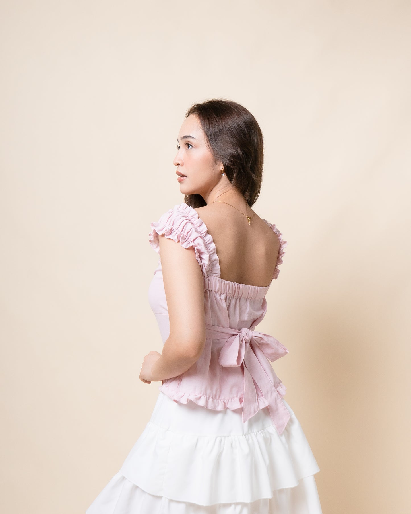 ROWIE Linen Ribbon Back Top