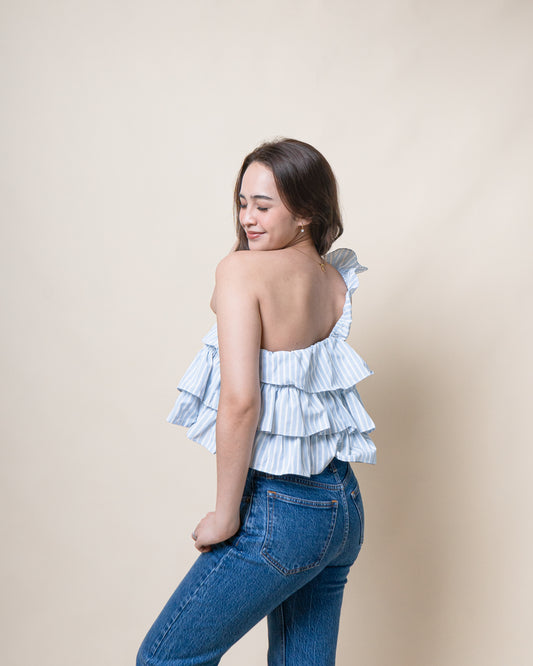INGRID Asymmetrical Ruffle Top