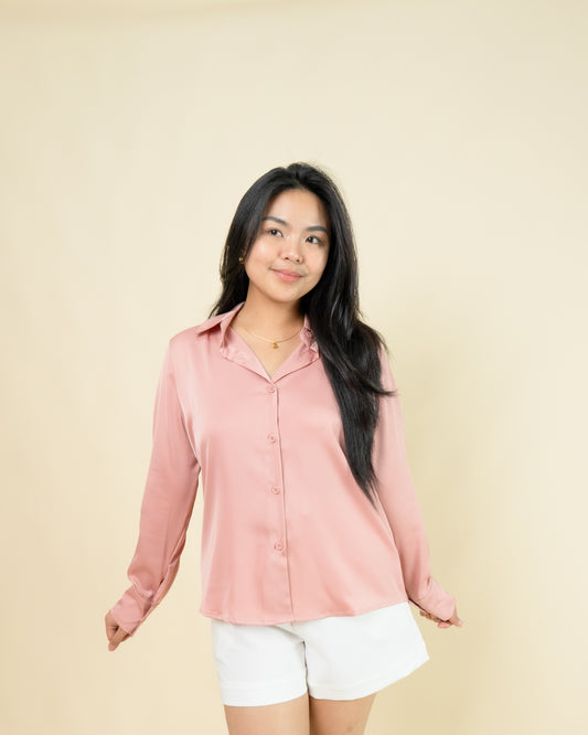 Valentina Satin Button Up Top