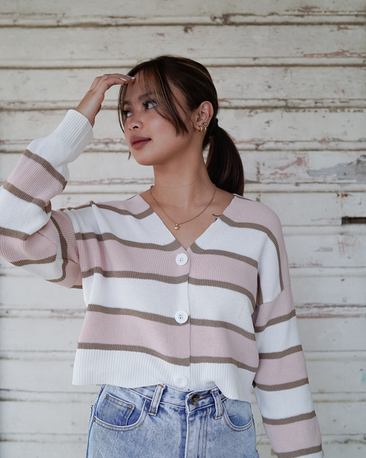 Arrnae Striped Knit Cardigan