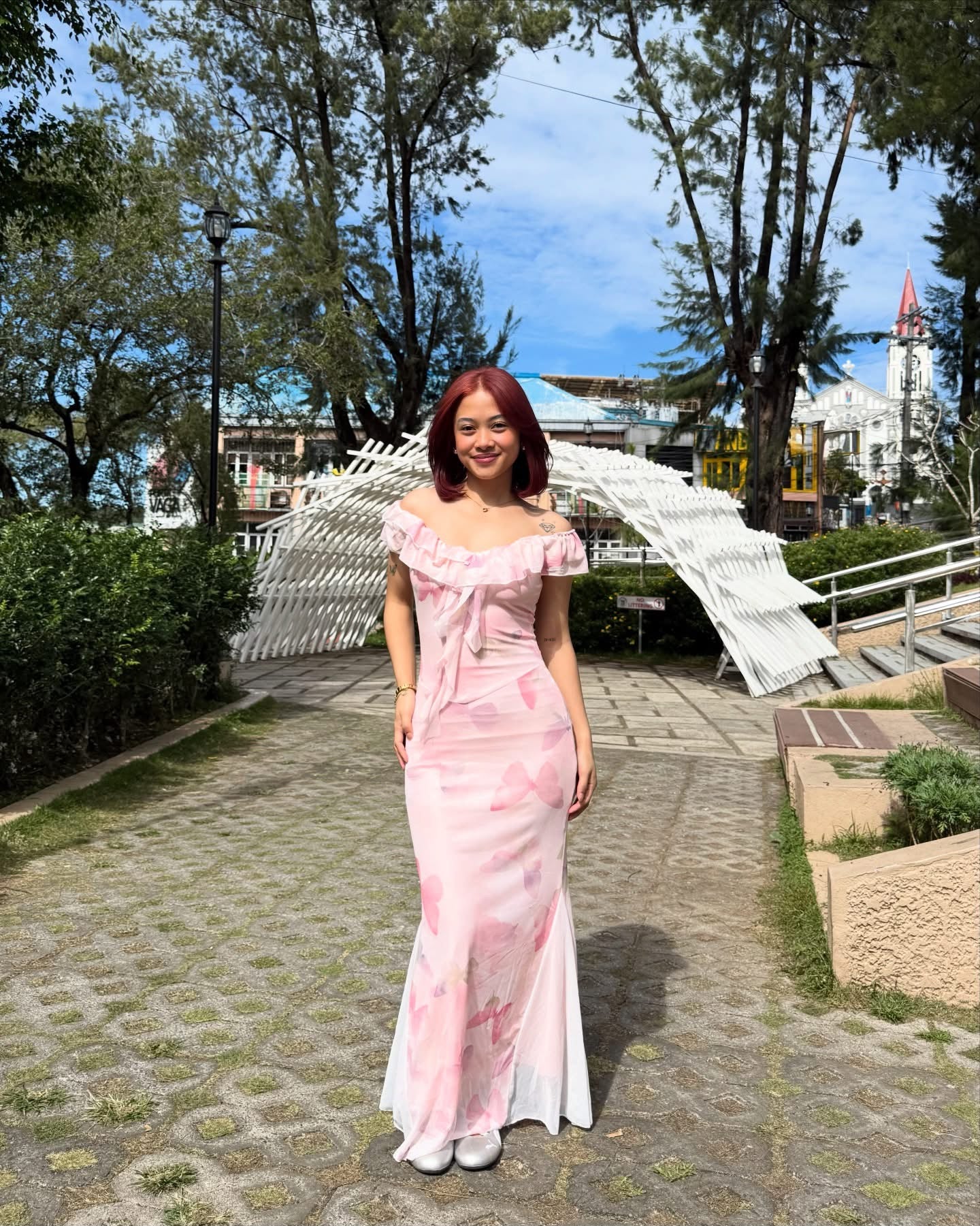 ALAINA Off Shoulder Mesh Maxi Dress