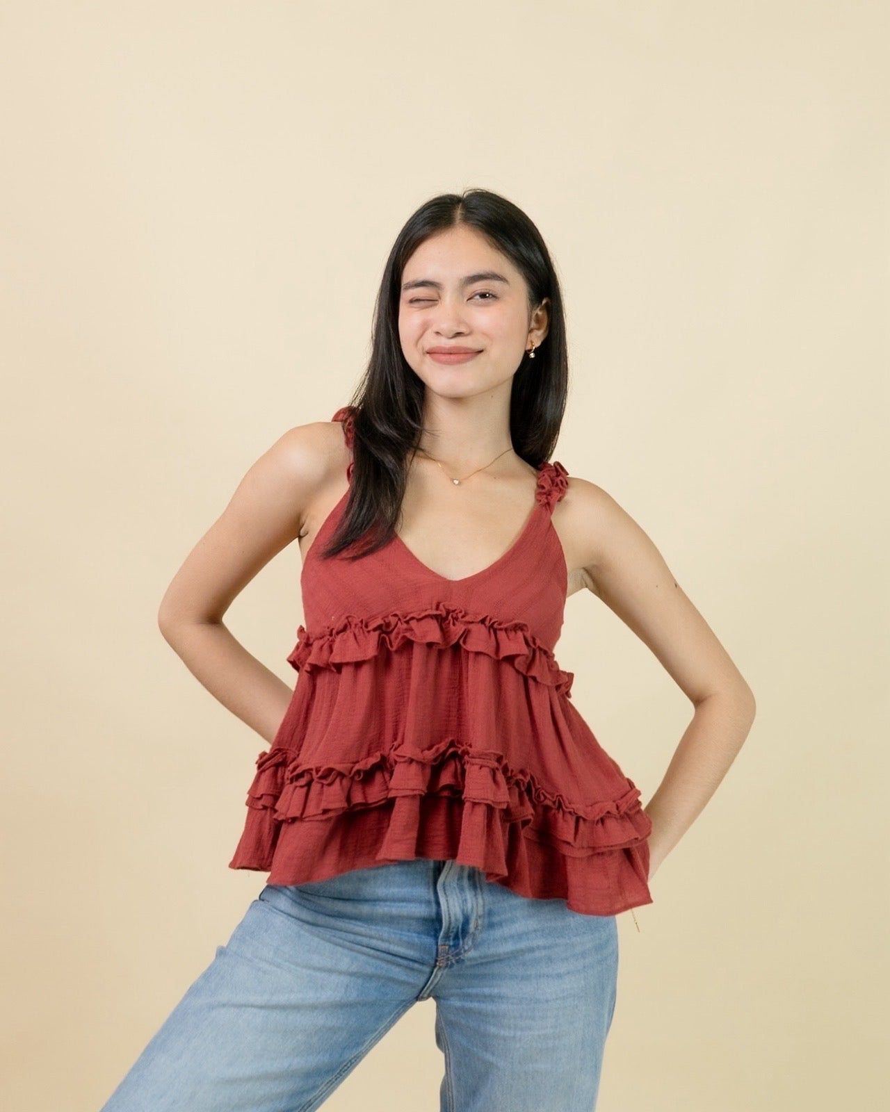 TORY Ruffle Peplum Top