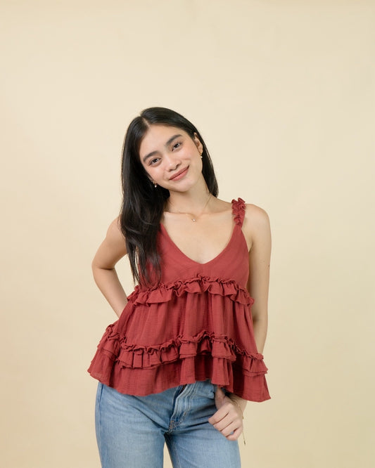 TORY Ruffle Peplum Top