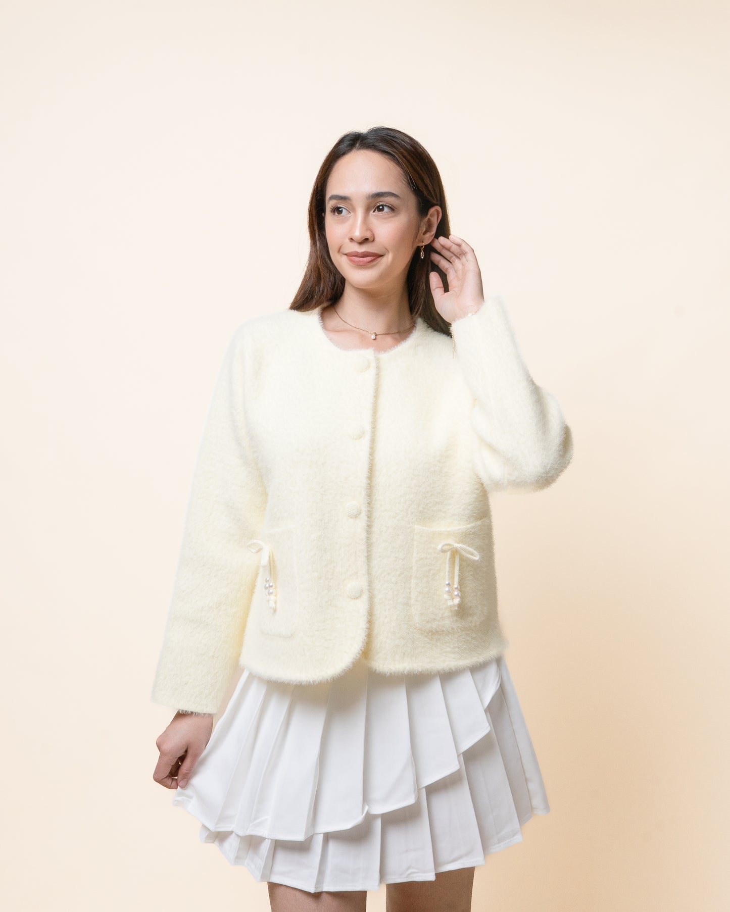 OPULE Faux Mink Cardigan
