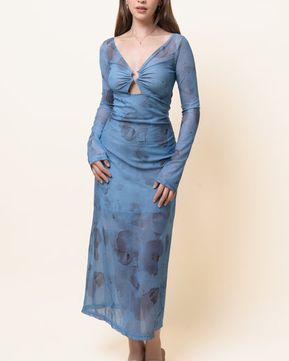 ALIZA Buckle Mesh Maxi Dress