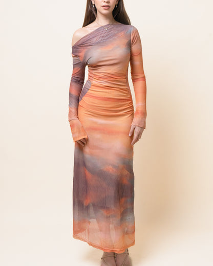 FARRAH Off Shoulder Sunset Maxi Dress