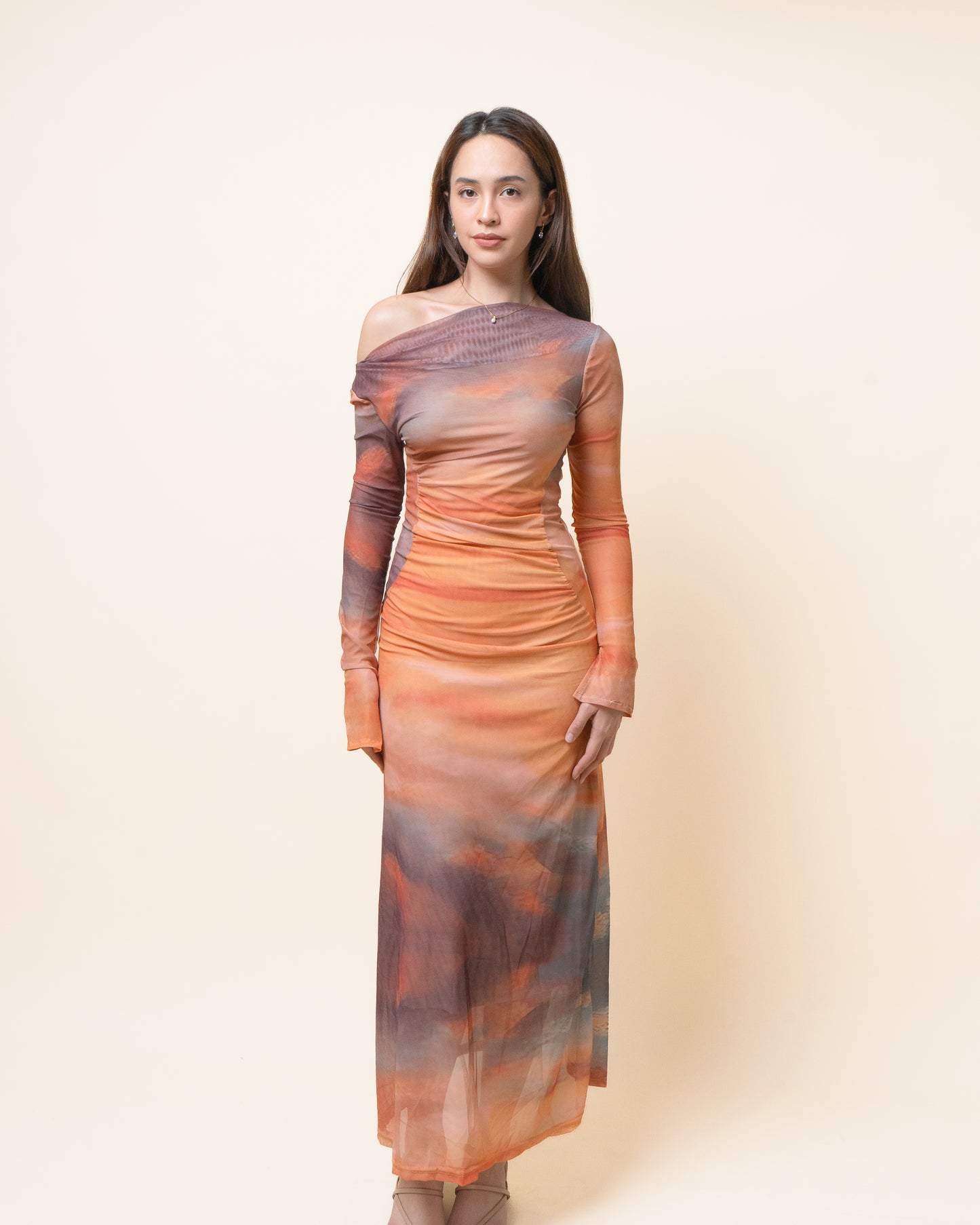 FARRAH Off Shoulder Sunset Maxi Dress