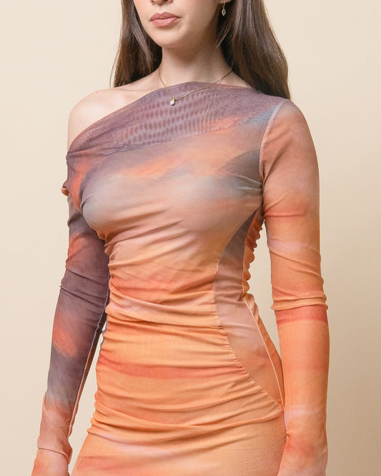 FARRAH Off Shoulder Sunset Maxi Dress