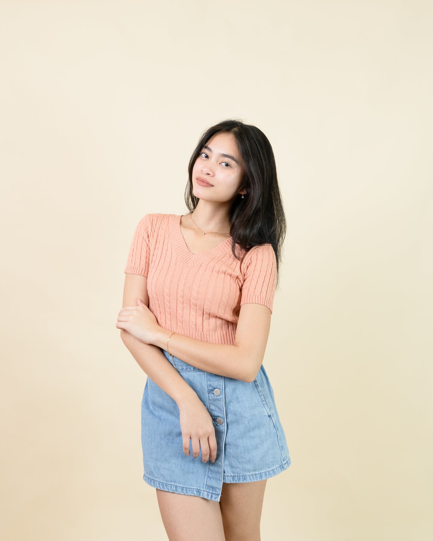 SELENA Cable knit Top