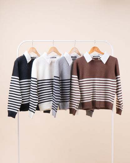 MARLOWE Collar Stripe Pullover