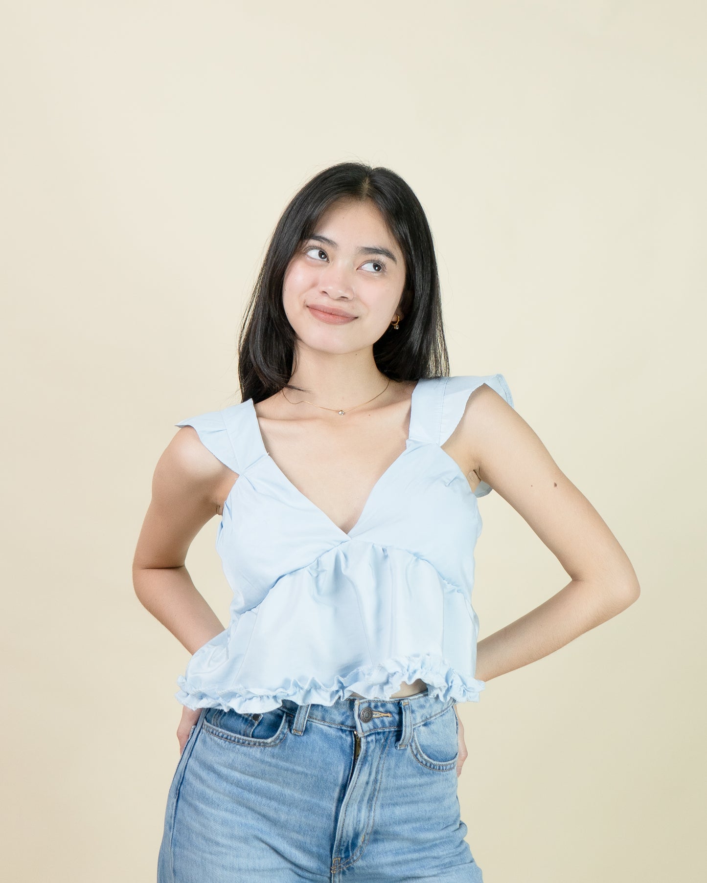 LIXIE V-Neck Ruffle Peplum Top