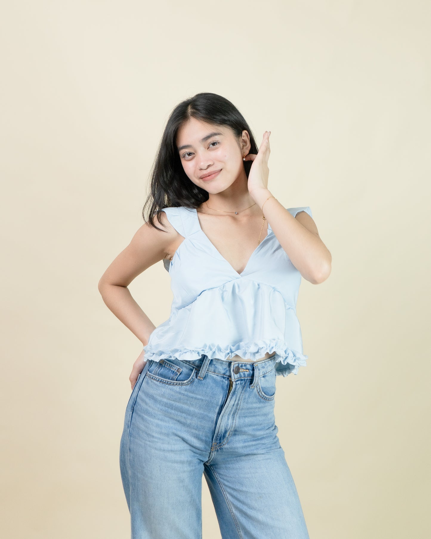LIXIE V-Neck Ruffle Peplum Top