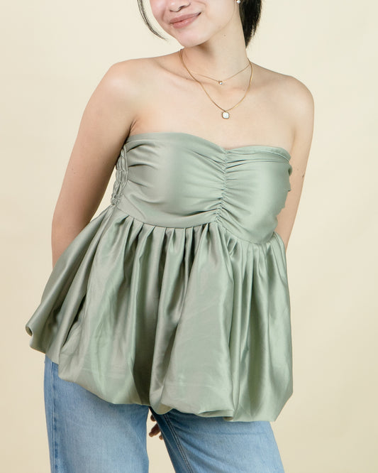 MOLIN Satin Tube Peplum Top