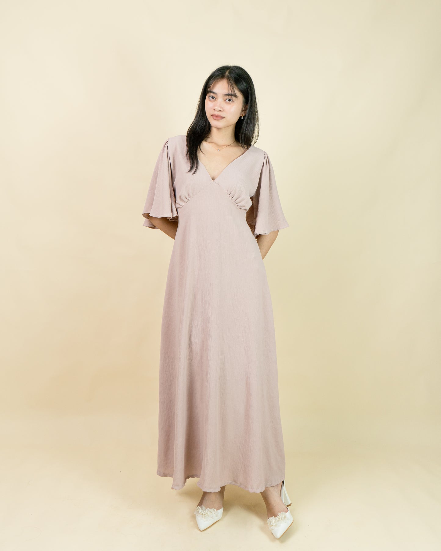 KAIDA Crumple Linen Maxi Dress