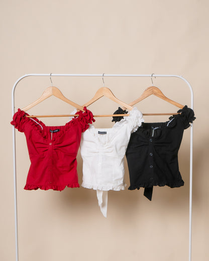 ROWIE Linen Ribbon Back Top
