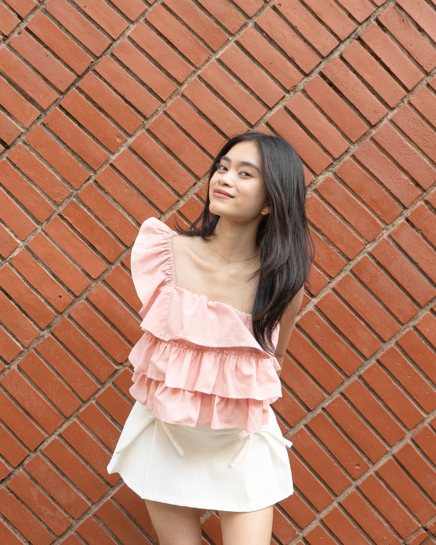 INGRID Asymmetrical Ruffle Top