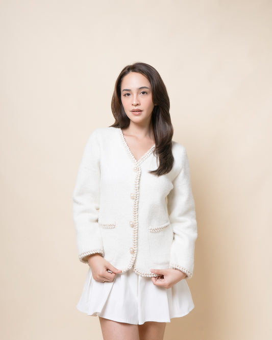 HERA Pearl Trim Wool Cardigan