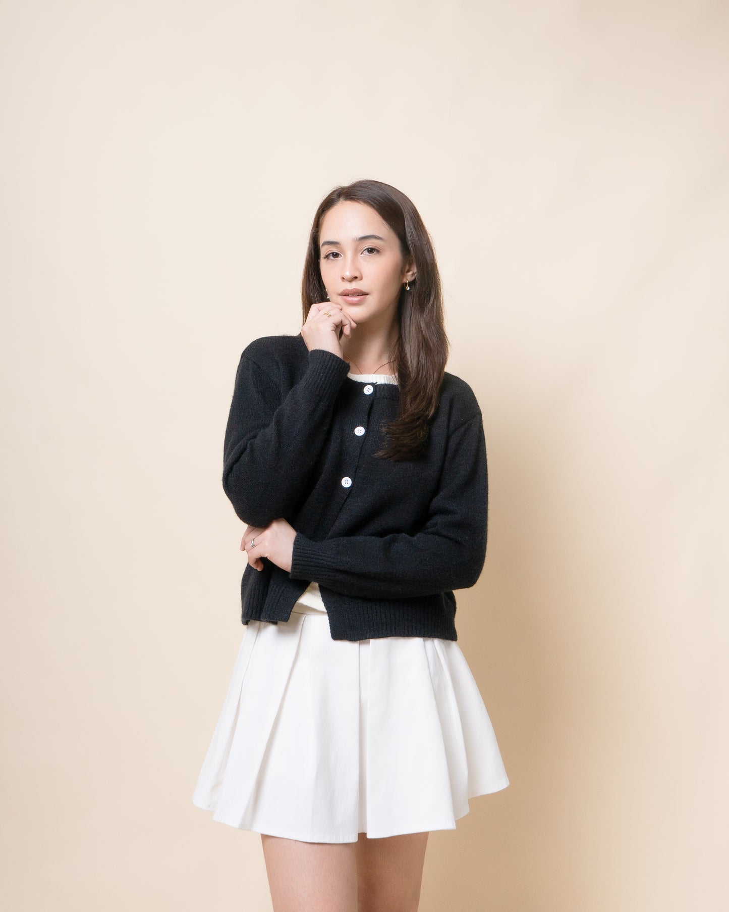 SOLIN Faux-Shirt Cardigan