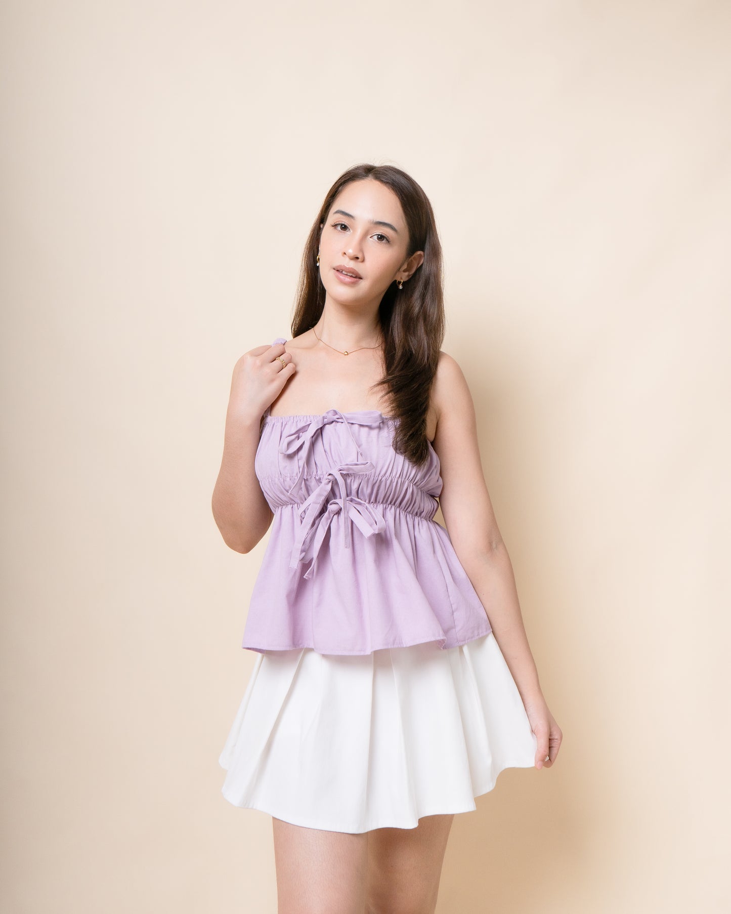 VIANNA Ruched Peplum Top