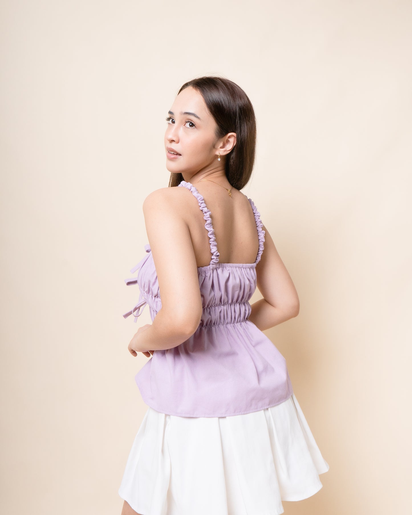 VIANNA Ruched Peplum Top