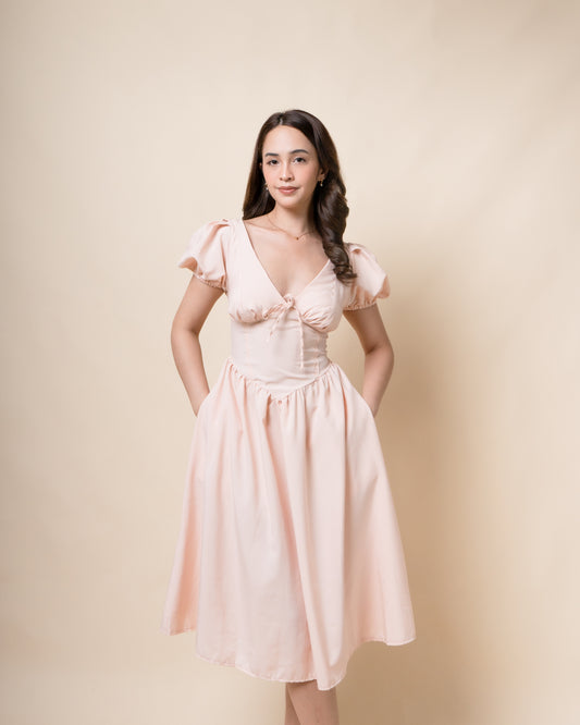 LUMINA Puff Midi Dress