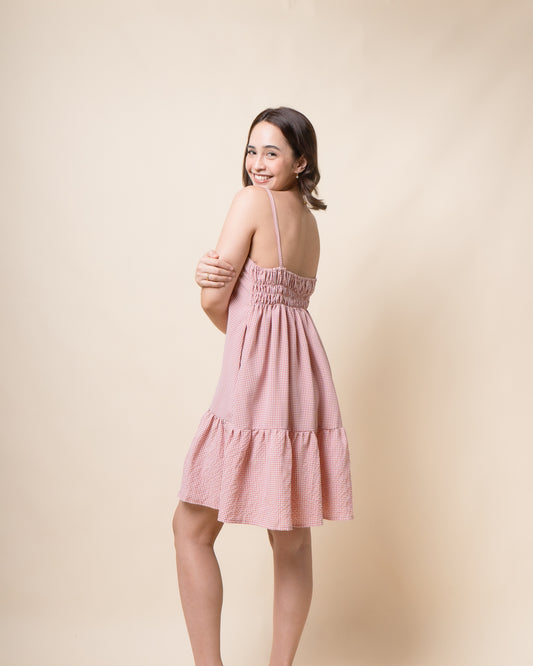 KENNA Gingham Babydoll Dress