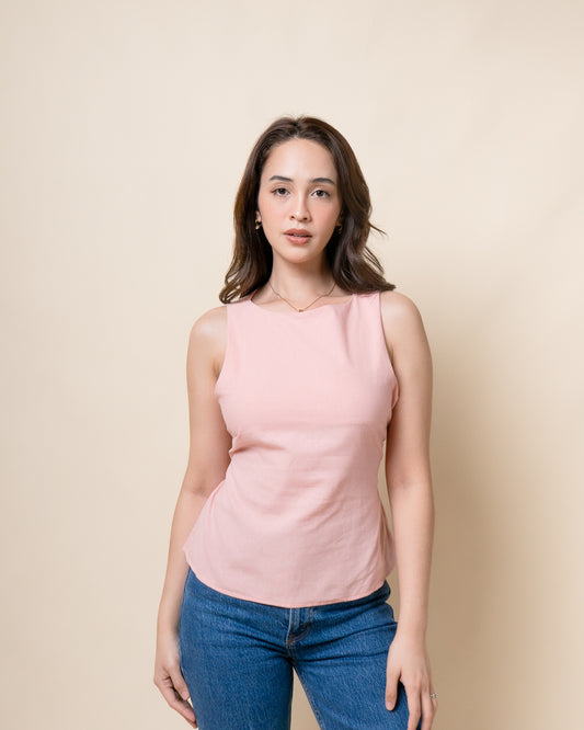 DEEMA Ribbon Back Linen Top