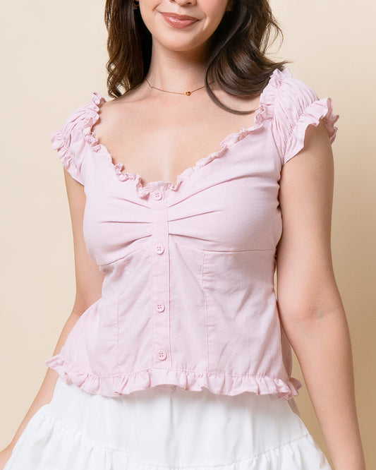 ROWIE Linen Ribbon Back Top