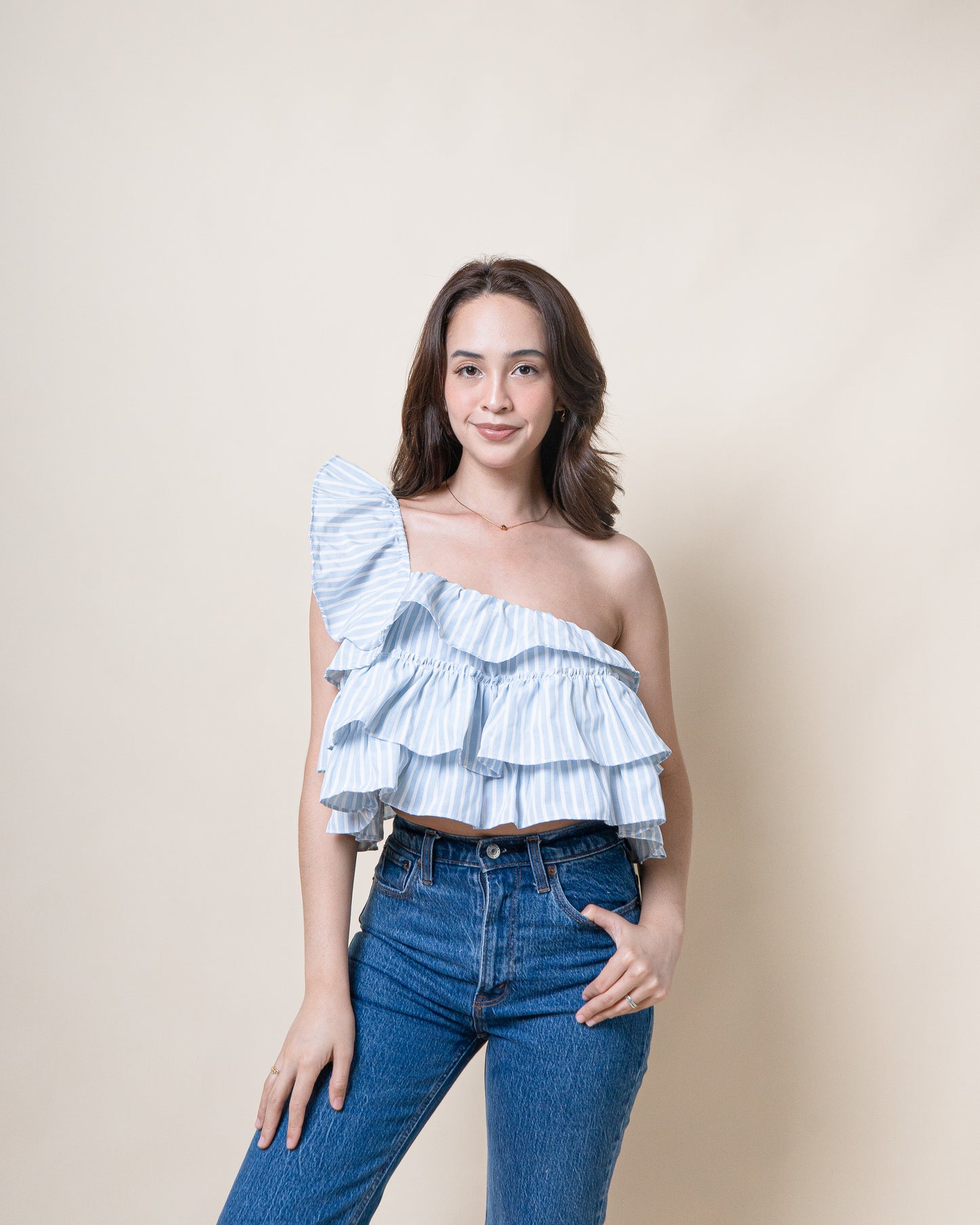 INGRID Asymmetrical Ruffle Top