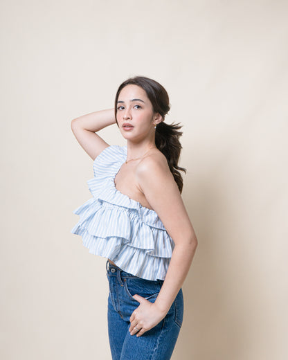 INGRID Asymmetrical Ruffle Top
