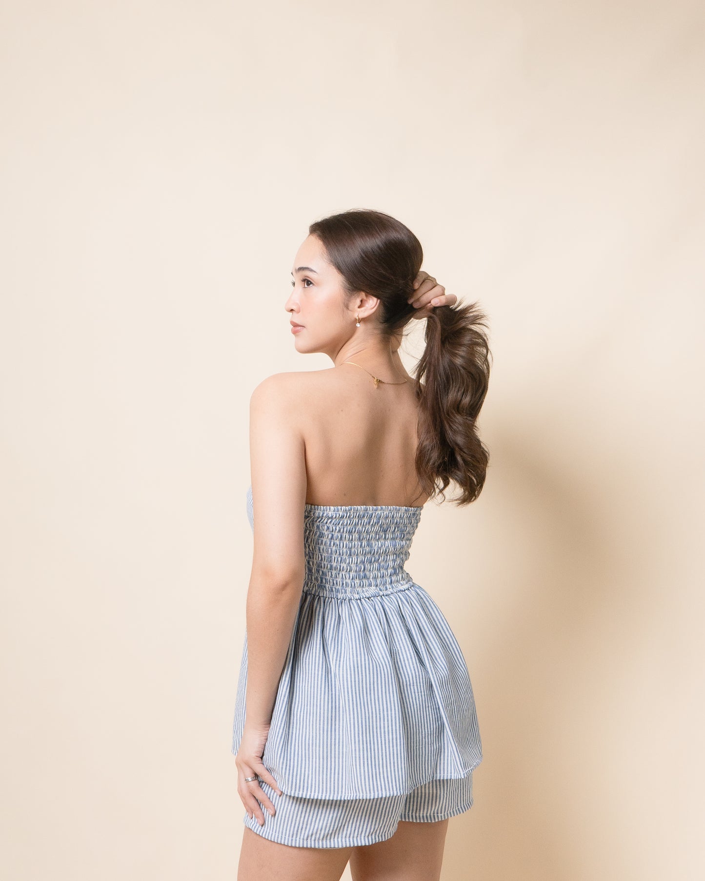 ARIVELLE Tube Peplum + Shorts Set