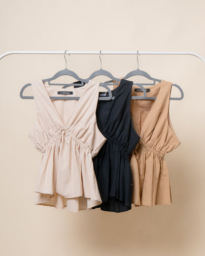 VELMA Linen Peplum Top