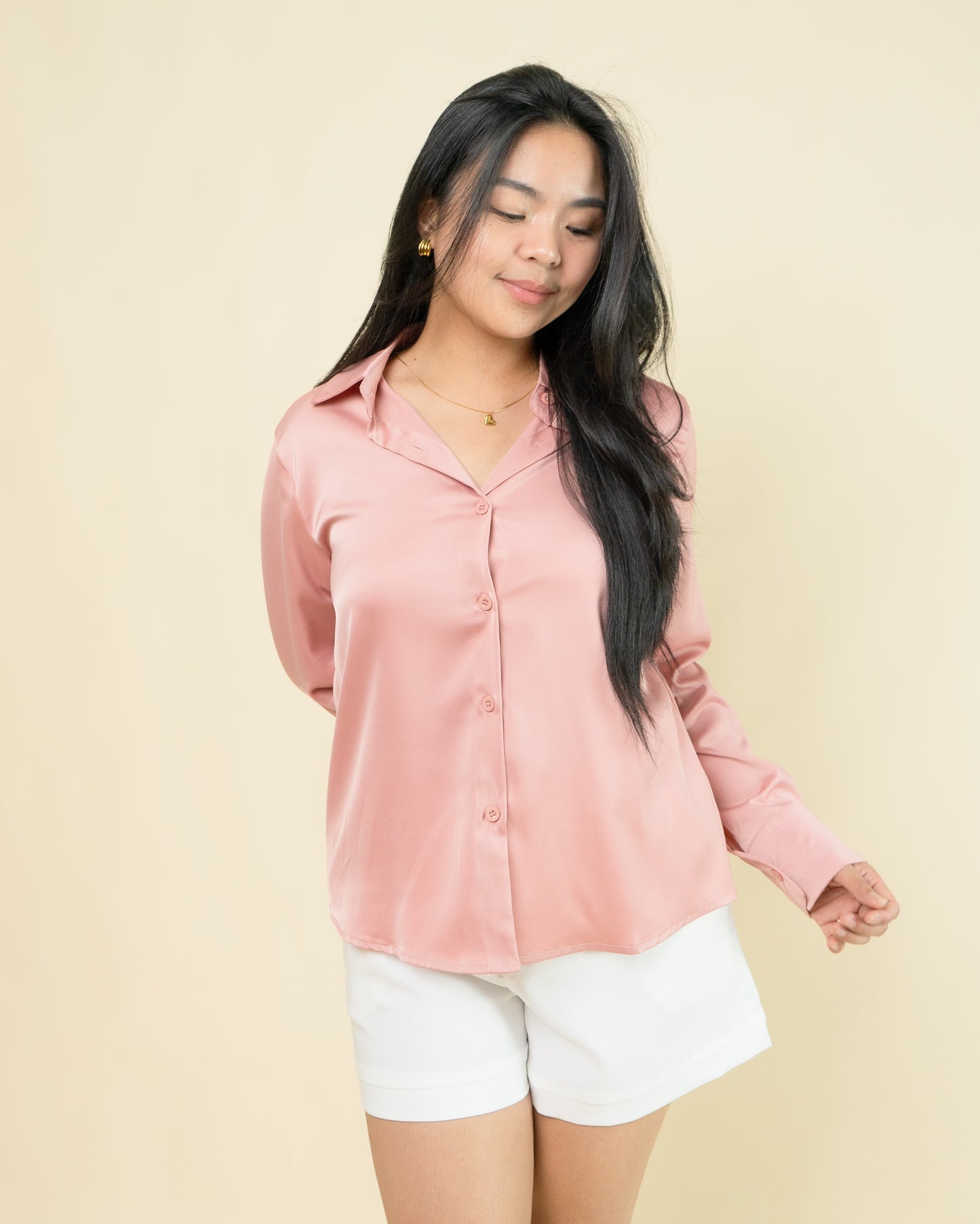Valentina Satin Button Up Top