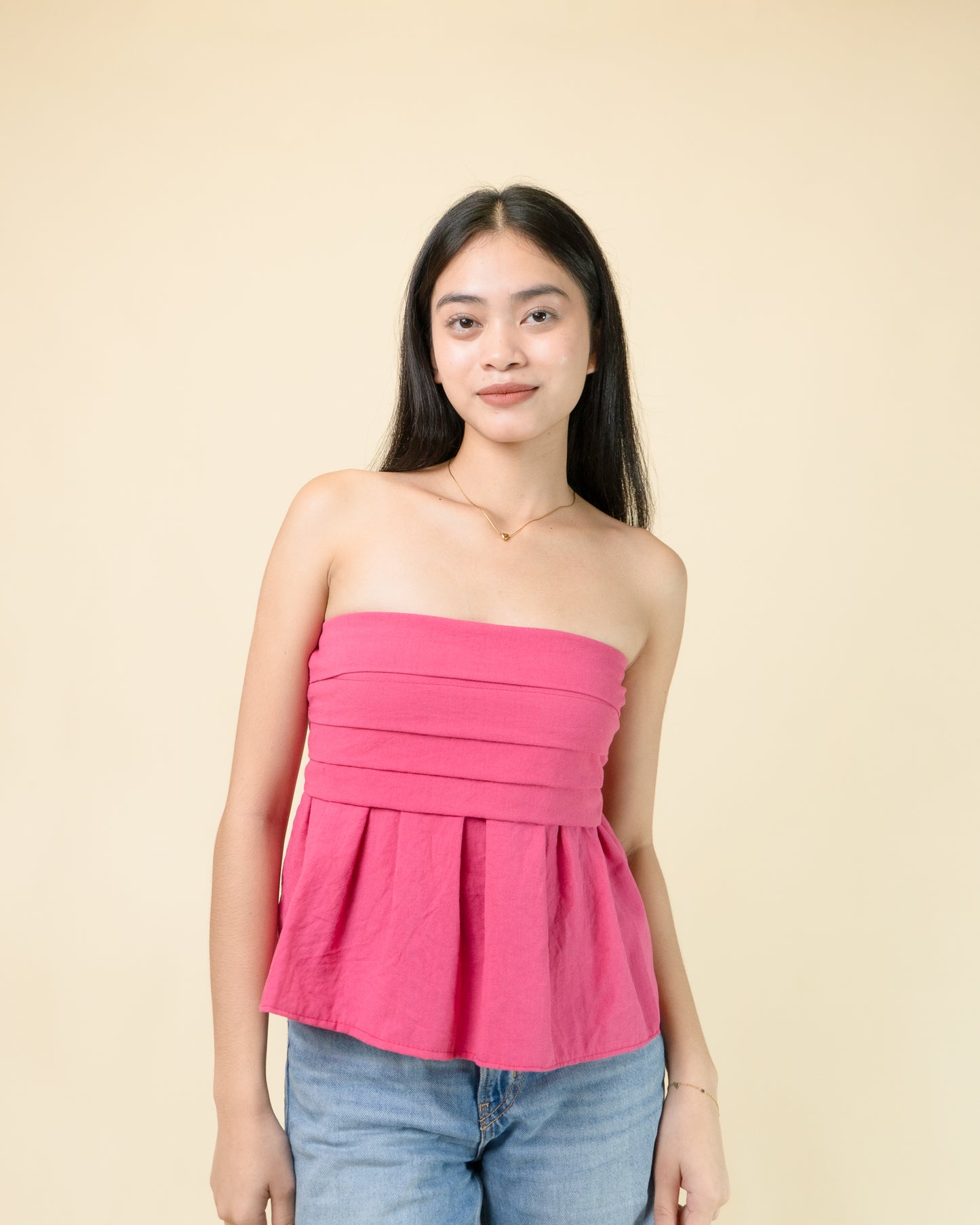 Effie Pleated Peplum Tube Top
