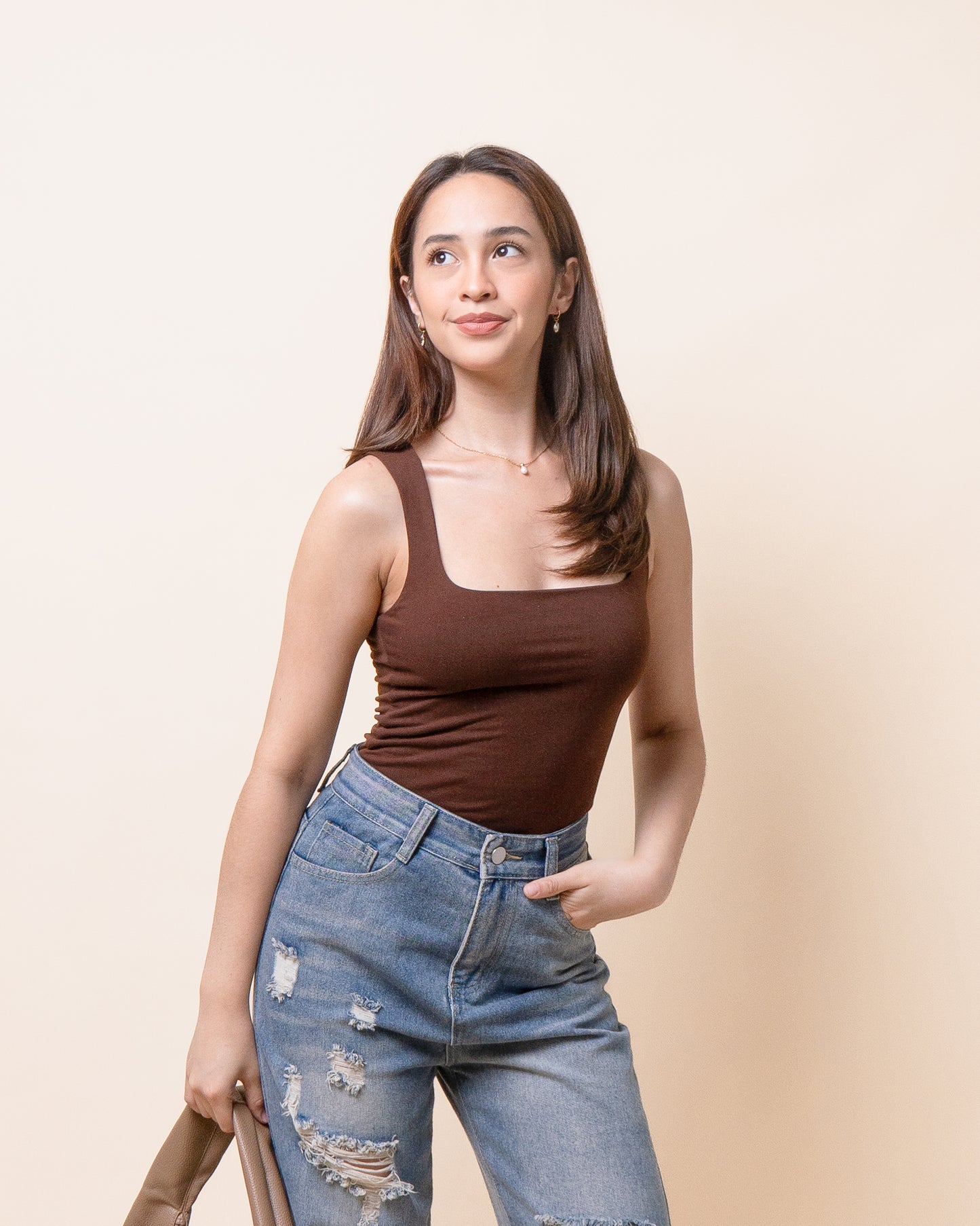 ETTA Square Neck Basic Sleeveless Top