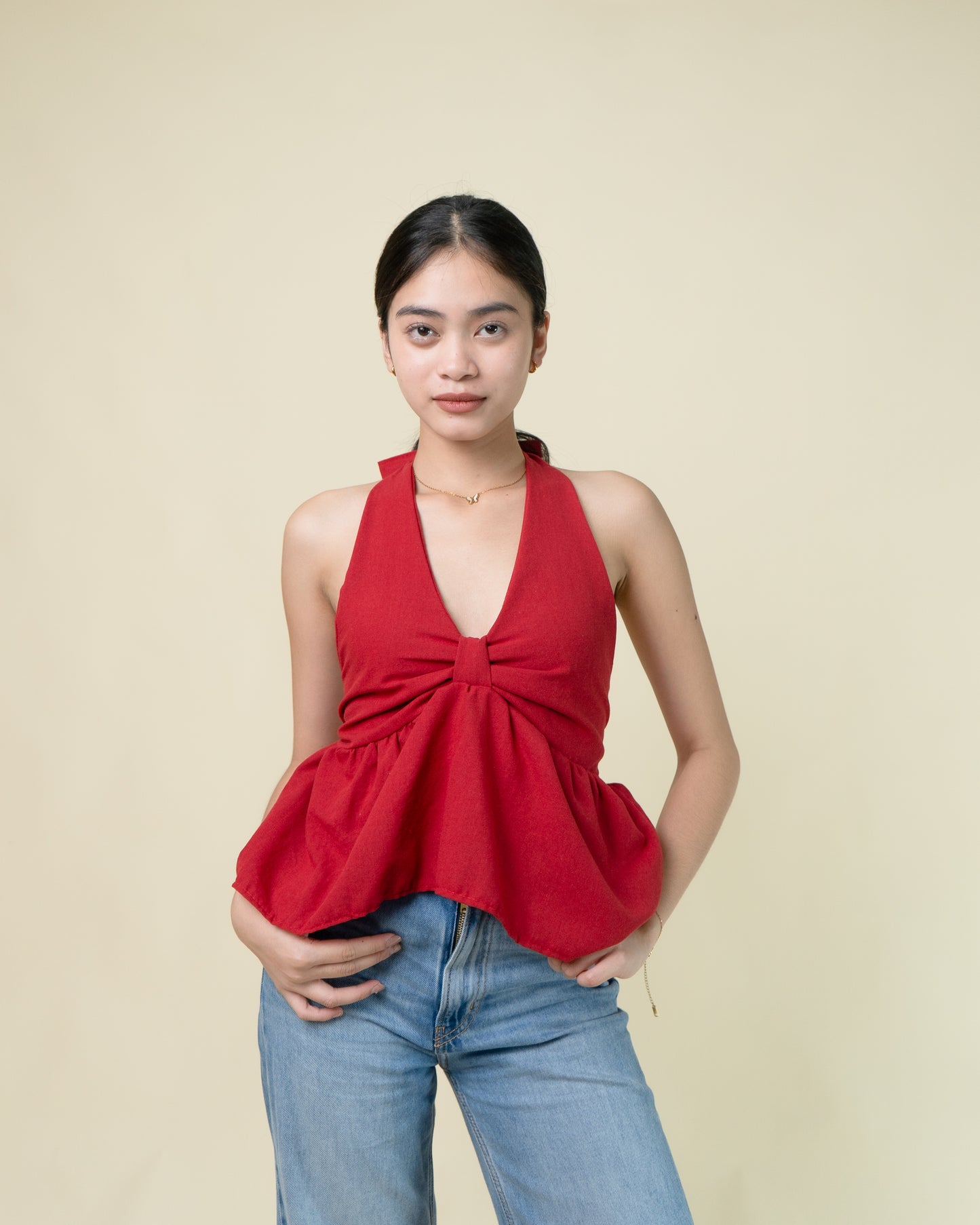 SACHA Halter Peplum Top