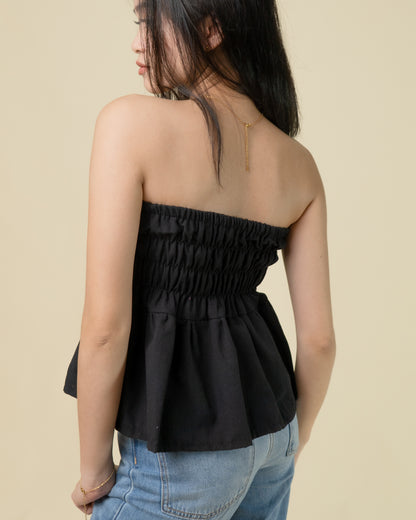 Effie Pleated Peplum Tube Top