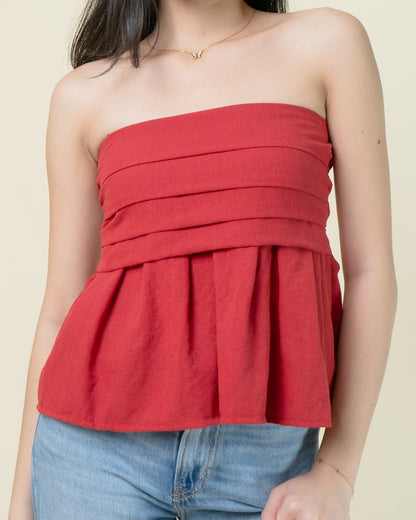 Effie Pleated Peplum Tube Top