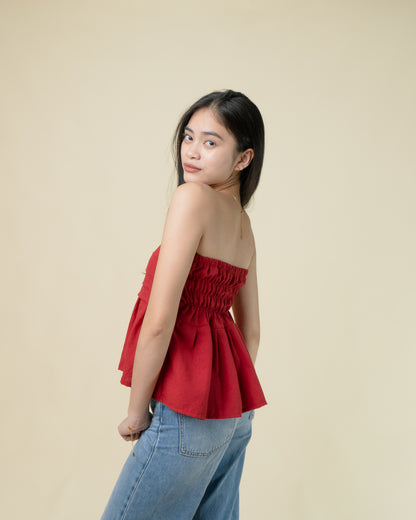 Effie Pleated Peplum Tube Top