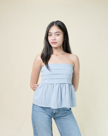 Effie Pleated Peplum Tube Top